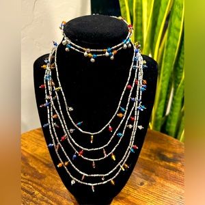 Beaded Necklace Bracelet Set